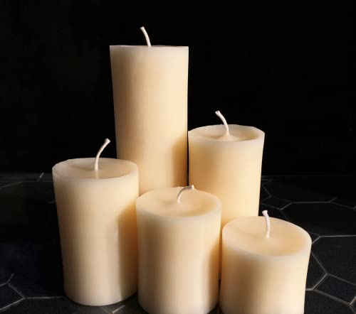 Pure Natural Beeswax Pillar Candles for Allergy Friendly Purifying Unscented (3"x9" Pillar)
| Clean Burning Cotton Wick