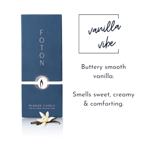 Foton Pearled Candle 18 Oz - Vanilla Vibe Scented Non Toxic Luxury Long Lasting Powder Candles up to 120 Hours - Refilla
