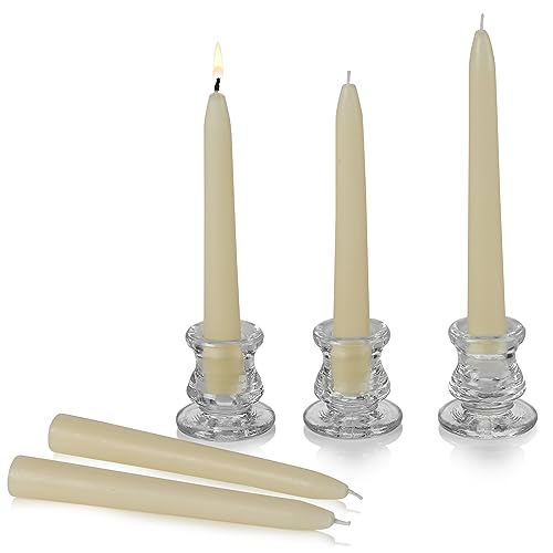 Parnoo 100% Natural White Beeswax Candles - Dripless and Smokless, 6 Hours Burn Time, Pack of 12, Tall Tapered Design
|