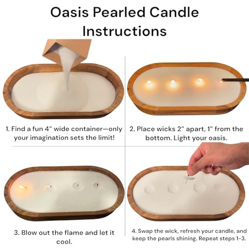 Oasis Pearled Sand Candle - Non-Toxic & Paraffin-Free 30 Wicks Sand Candle with 120+ Burn Time (Sandalwood Vanilla)
| O