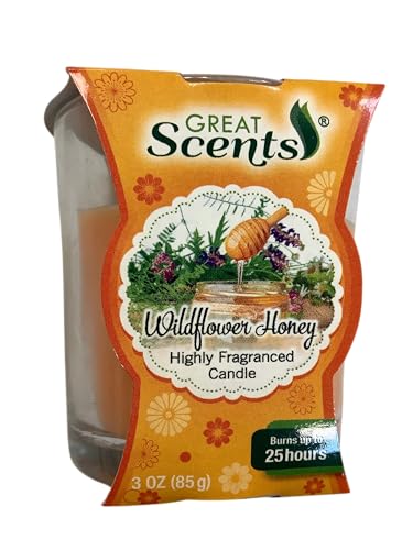 Great Scents Wildflower Honey Highly Fragranced Candle for Home Decor, 3 oz, Burns up to 25 Hours  
Great Scents Wildflo