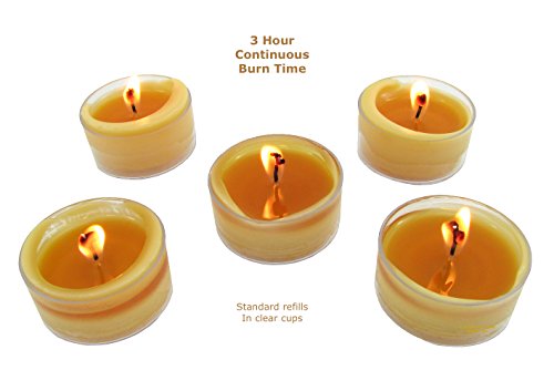 Beeswax Candle Works 6-Hour Tea Light Refills for Home Decor and Scented Ambiance (Pack of 36)
| 100% USA Beeswax Tea L
