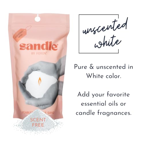 Foton Pearled Candle Sand 10 Oz – White Unscented Safe Non Toxic Long Lasting Wax up to 60 Hours - Refillable Unique San