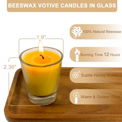 Pure Beeswax Votive Candles in Glass Cup, 12 Hours Burn Time, Natural Honey Scent for Home Decor
| Bulk Bees Wax Candle