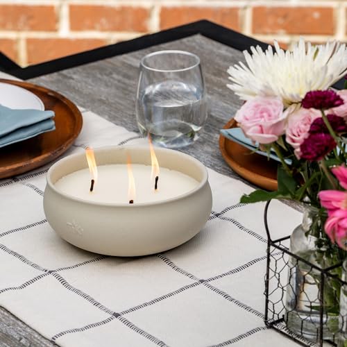 Citronella Candle 2-Pack for Outdoor Decor – 7-Inch White Wax Bowl with Concrete Finish – Patio, Deck, Garden & Camping