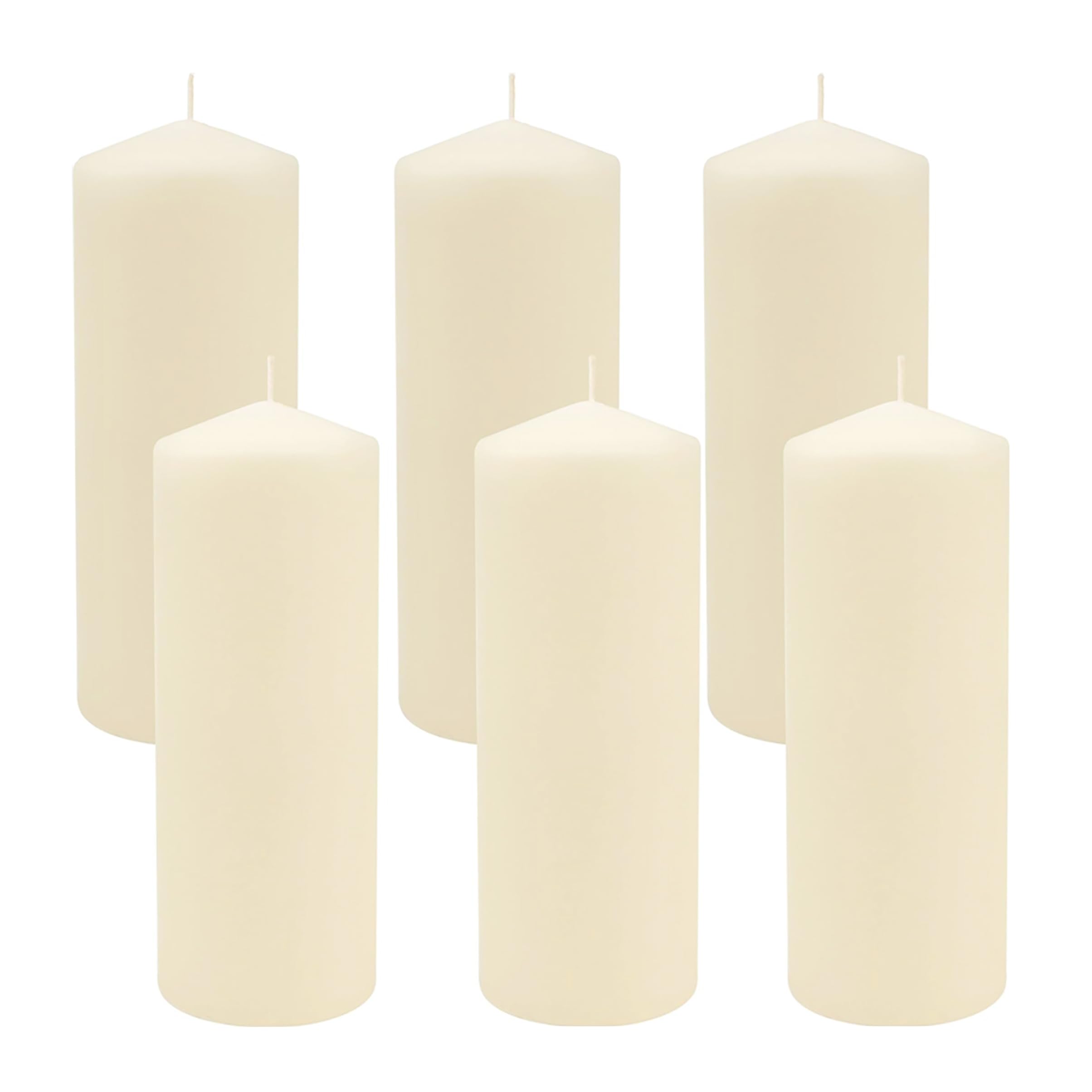 Stonebriar 80 Hour Long Burning Unscented Pillar Candles for Home Decor, 3x8 Inches, Ivory, 6 Count