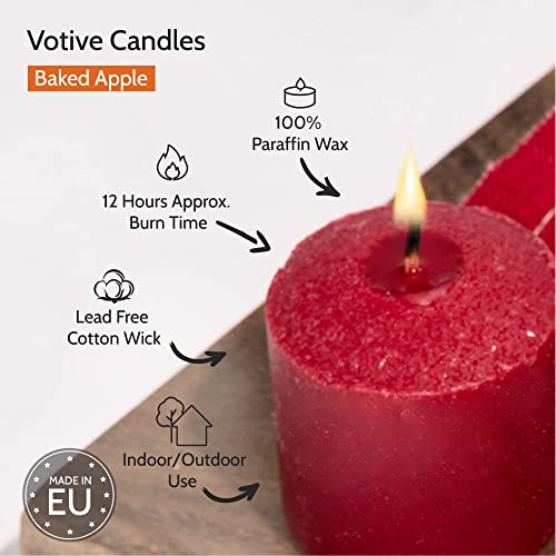 Hyoola Baked Apple Scented Votive Candles - 12 Hour Burn Time - 9 Pack - European Made
