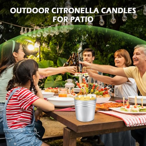 Citronella Candles for Outdoor and Indoor Patio, 30oz Large Soy Bucket Candle, 3-Wicks Summer Candle for Garden and Camp