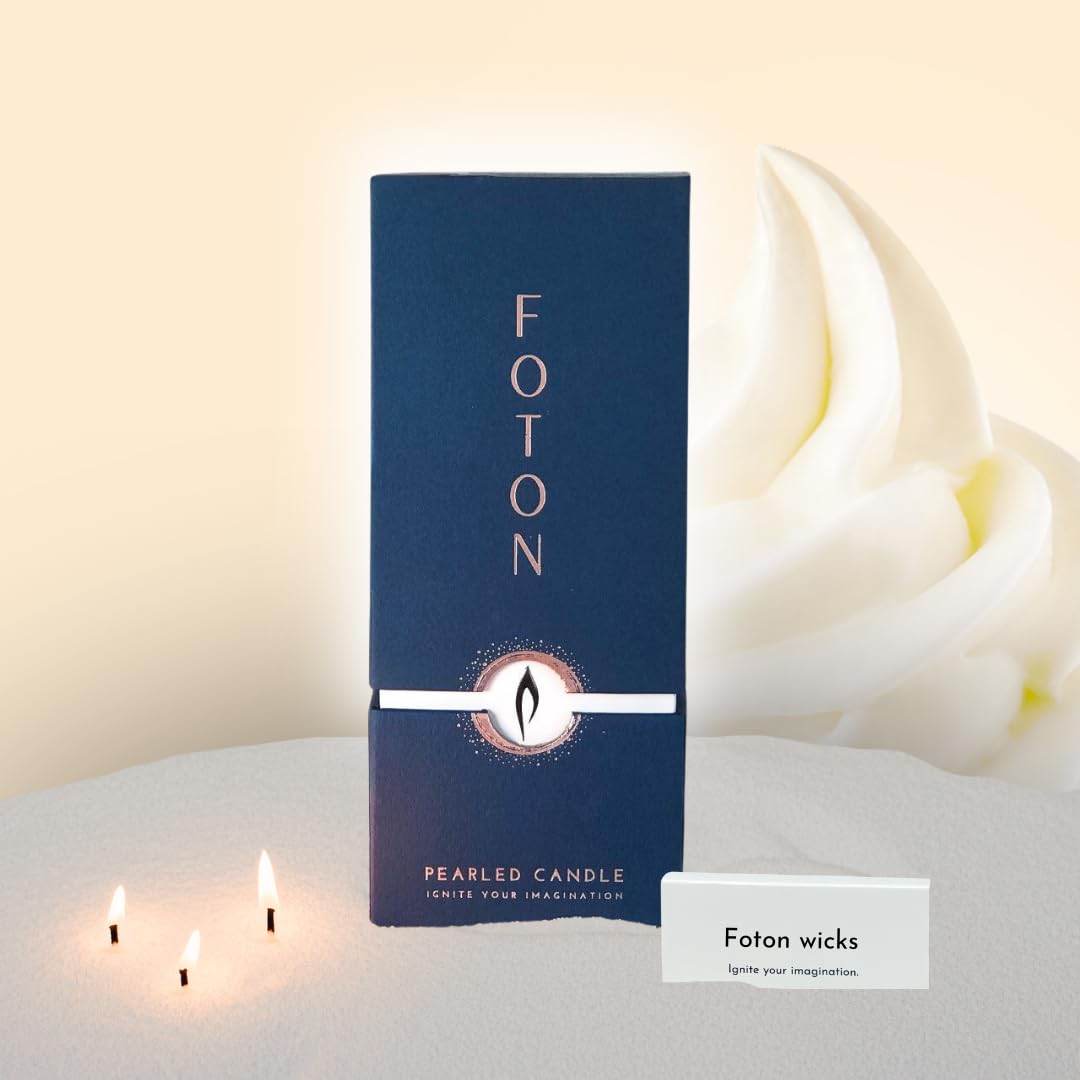 Foton Pearled Candle 18 Oz - Vanilla Vibe Scented Non Toxic Luxury Long Lasting Powder Candles up to 120 Hours - Refilla