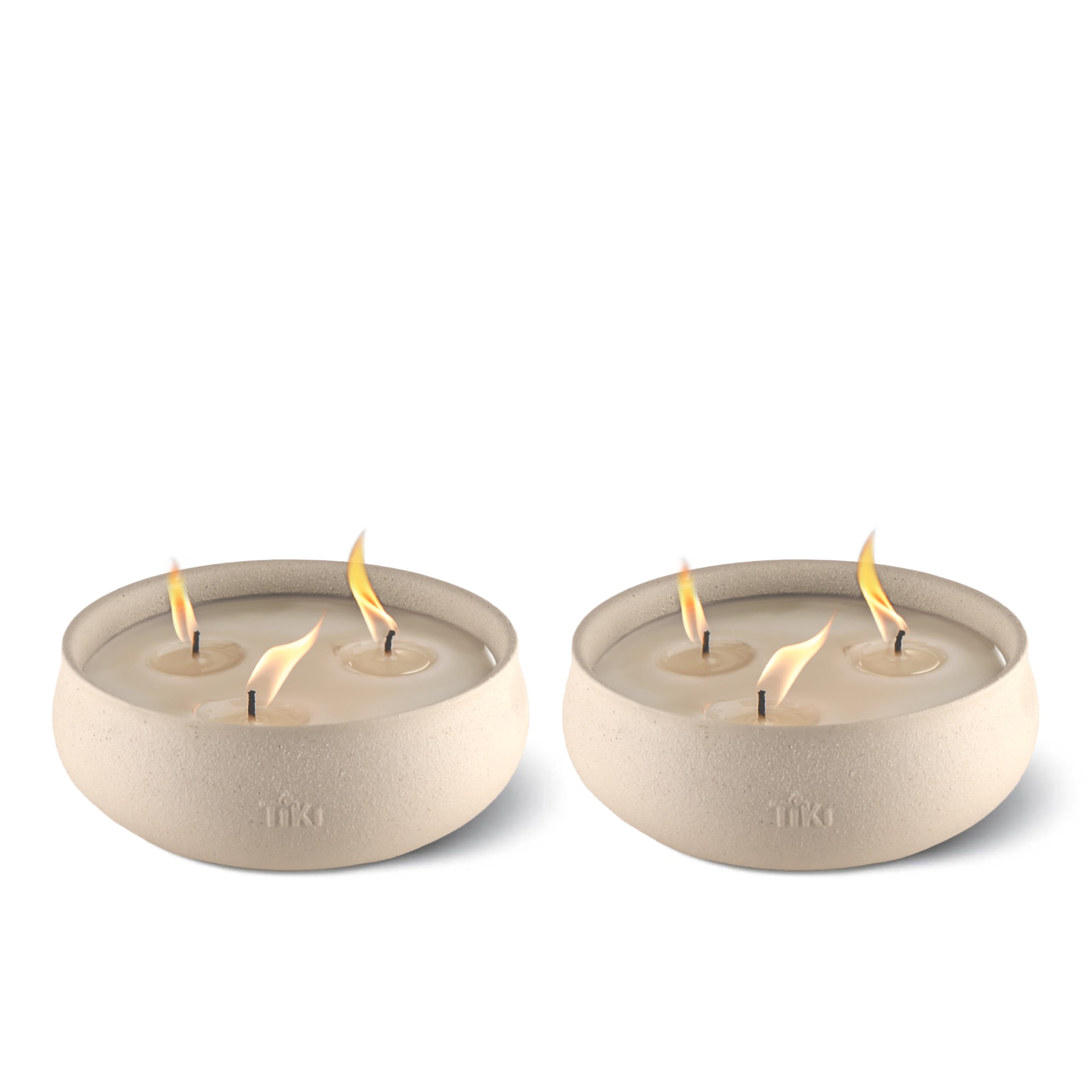 Citronella Candle 2-Pack for Outdoor Decor – 7-Inch White Wax Bowl with Concrete Finish – Patio, Deck, Garden & Camping