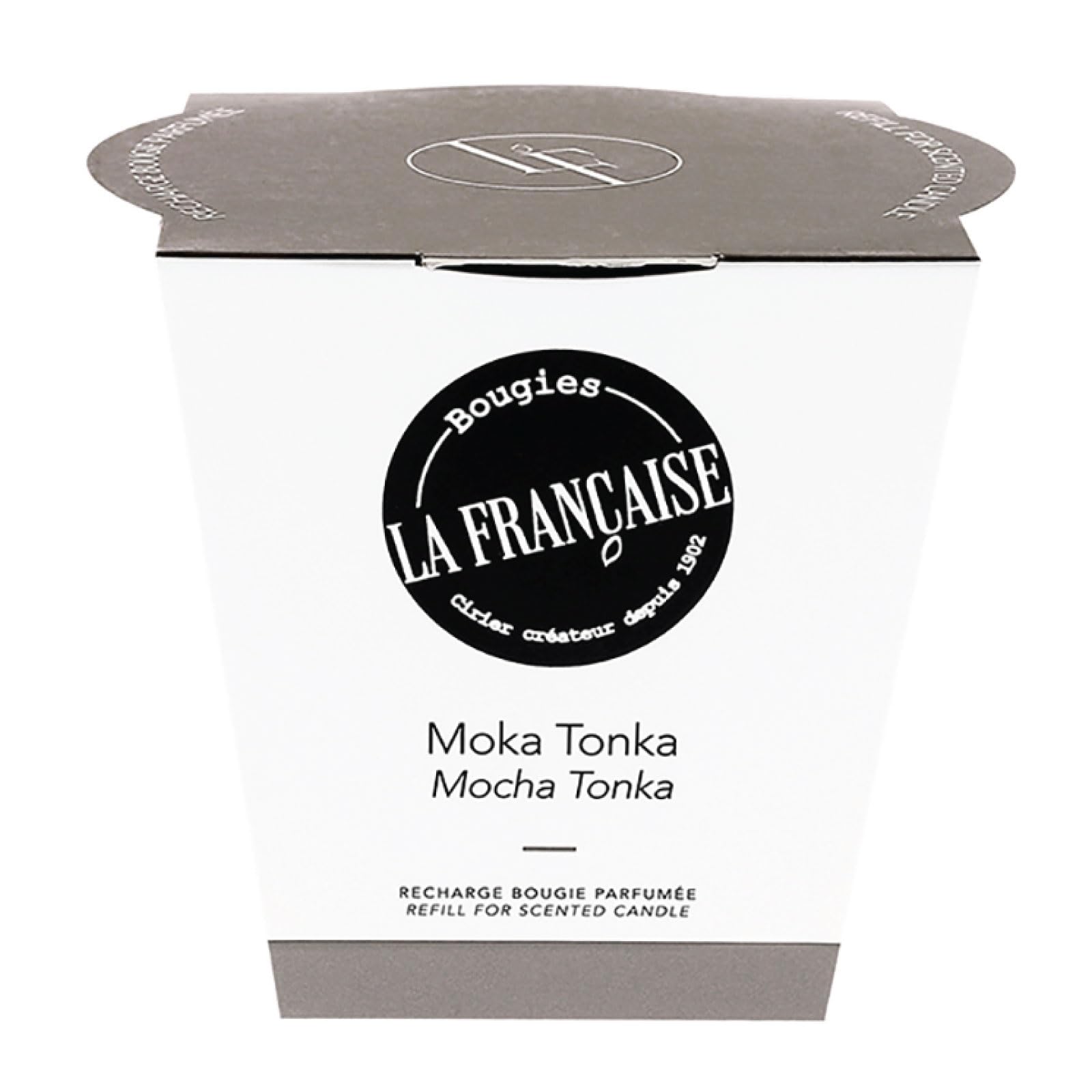 French-Made Scented Candle Refill - Mocha Tonka - Great for Relaxation, 200g, +/- 40-Hour Burn Time - u200e|97 x |27 x |38 i