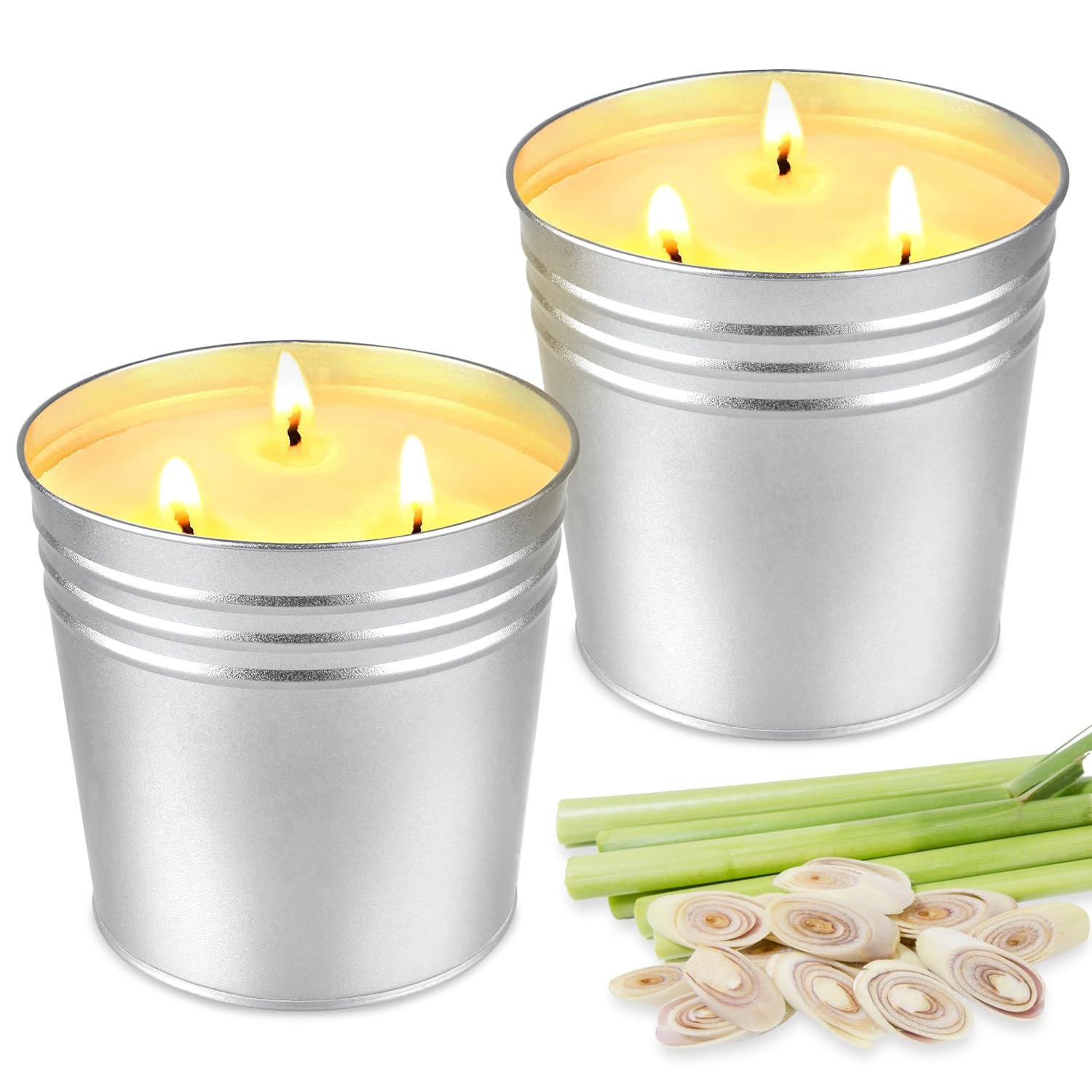 Citronella Candles for Outdoor and Indoor Patio, 30oz Large Soy Bucket Candle, 3-Wicks Summer Candle for Garden and Camp