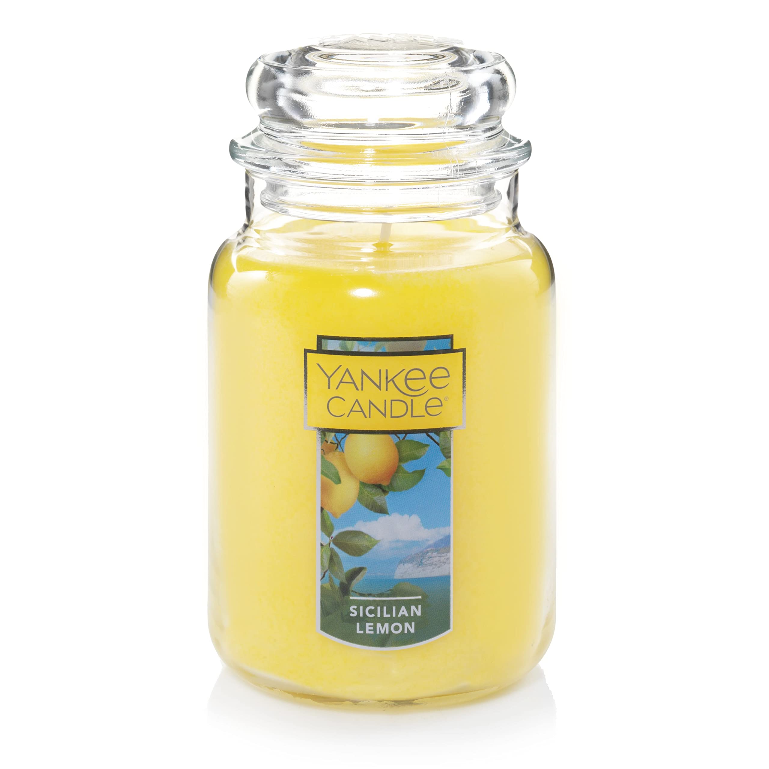 Yankee Candle Sicilian Lemon Scented Classic 22oz Large Jar Single Wick Candle for Home Decor, Parties and Gifts, Over 1